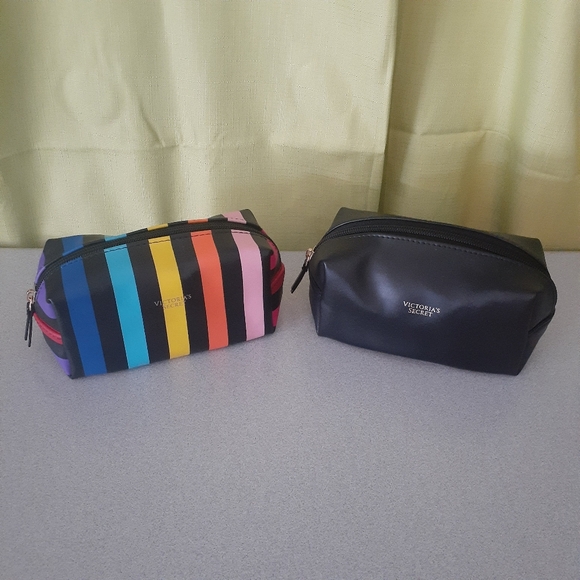 Victoria's Secret Striped and Black Cosmetic Bags - New/Like New Condition - Picture 1 of 10